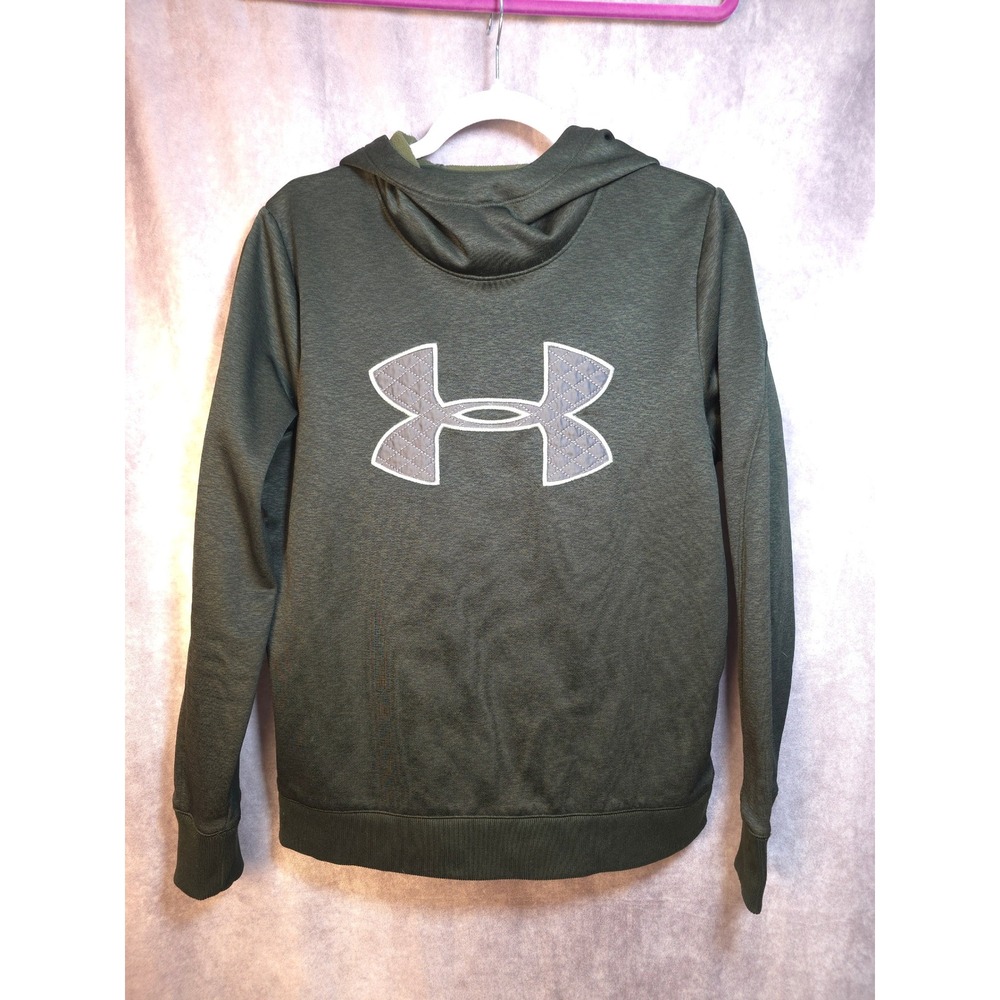 Under Armour ColdGear Hoodie Green Mens Medium Loose Fit Logo Sweatshirt